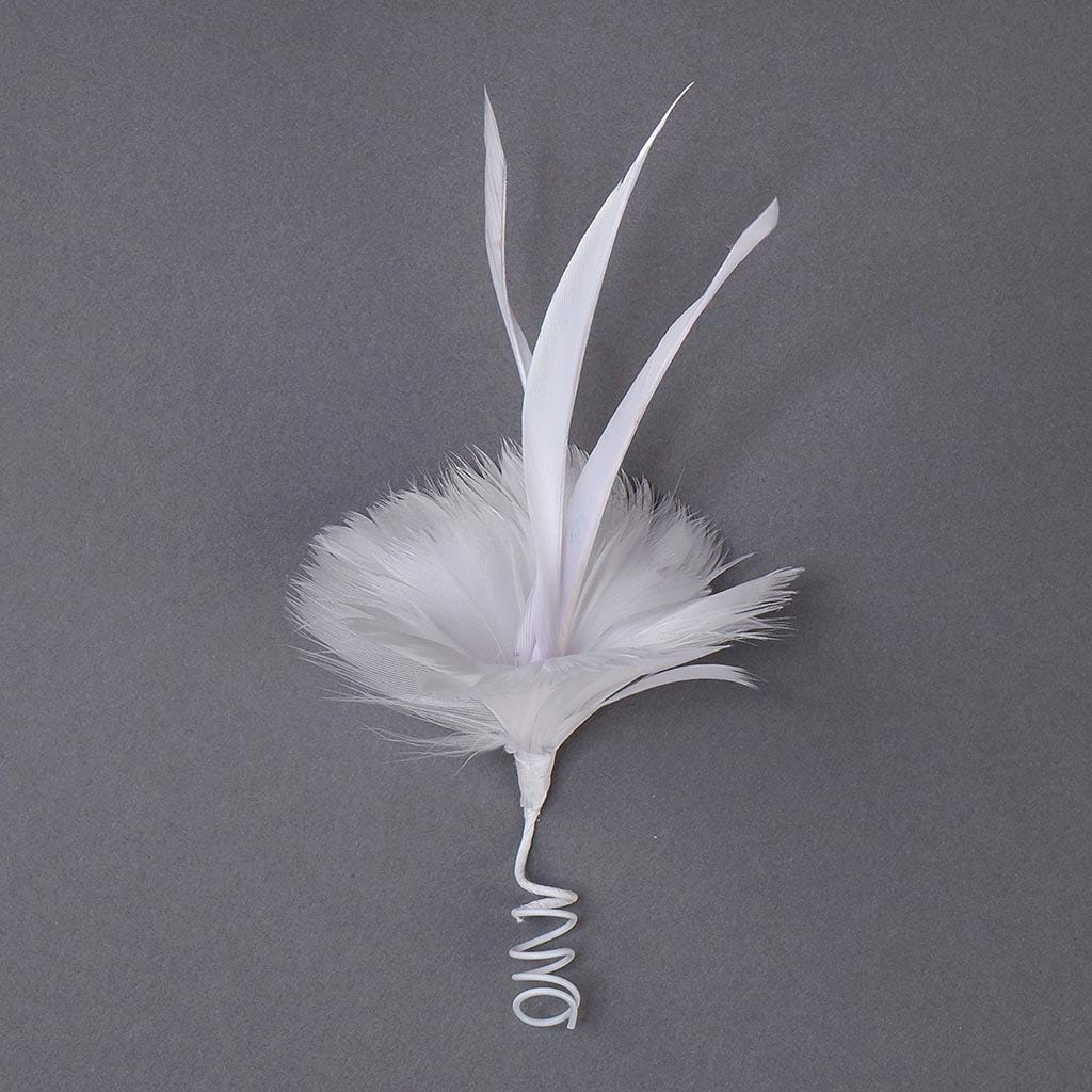 Feather Floral Pick w/Goose - White