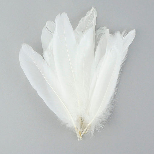 Bulk Goose Satinette Feathers Dyed - White - 1/4 lb