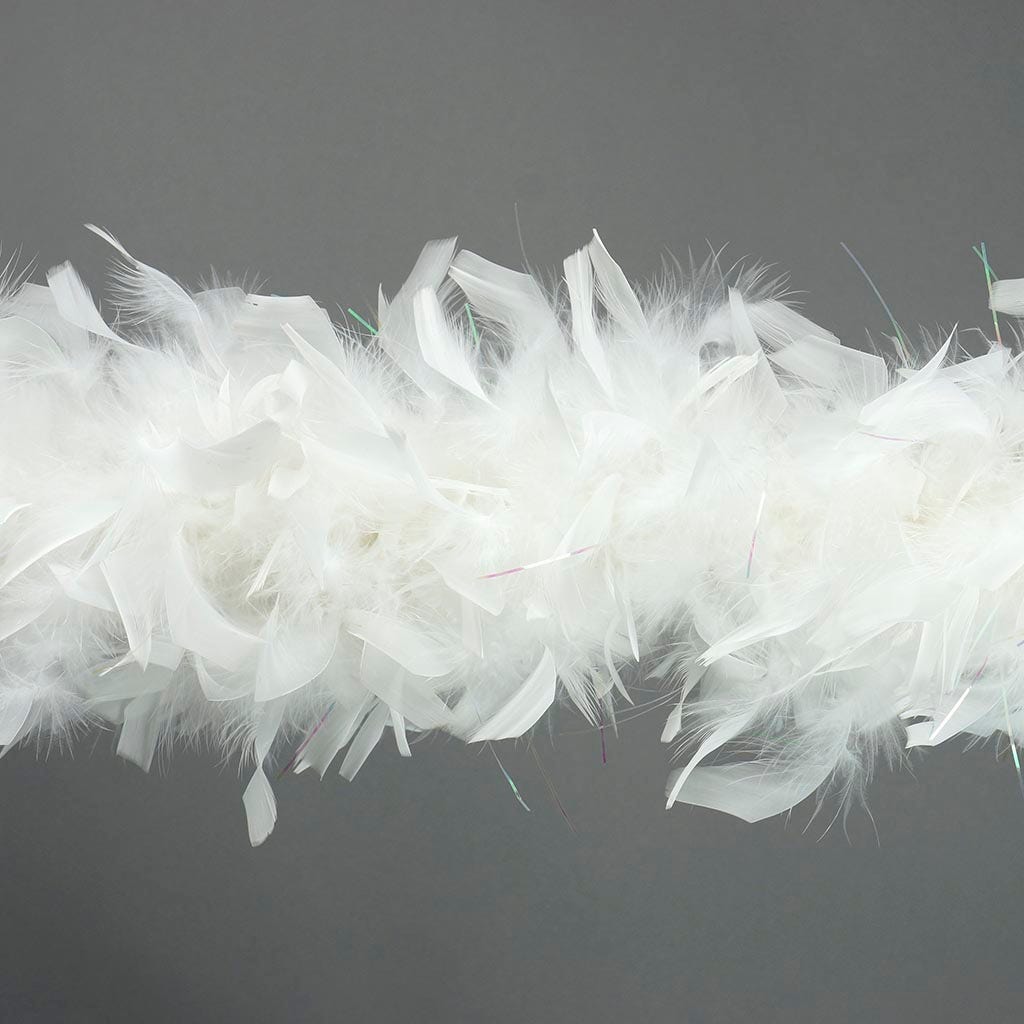 Chandelle Feather Boa with Lurex - Heavyweight  - White/Opal Lurex