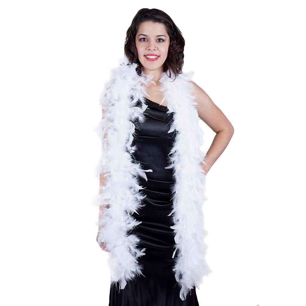Chandelle Feather Boa - Lightweight  - White with Opal