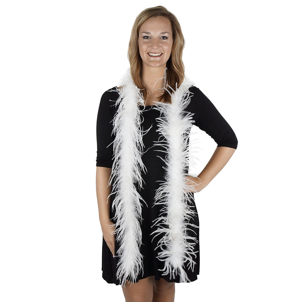Marabou and Ostrich Feather Boa - White