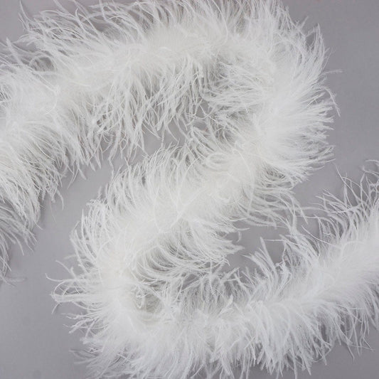 One Ply Ostrich Feather Boa - White