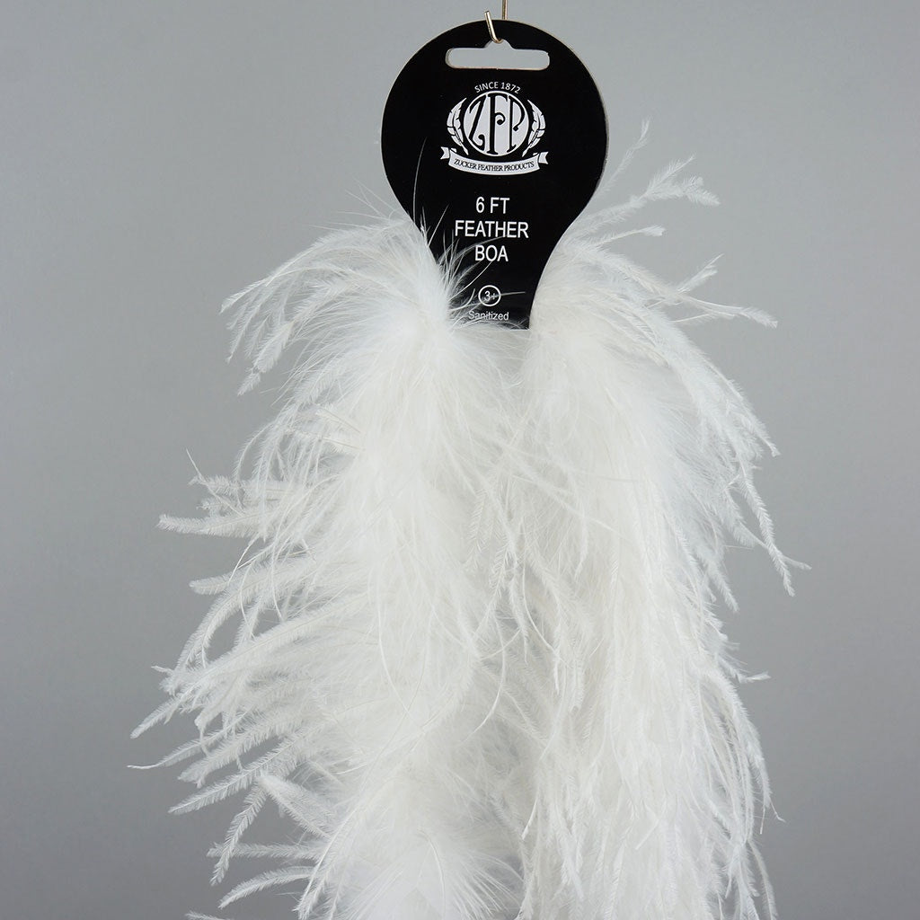 One Ply Ostrich Feather Boa - White