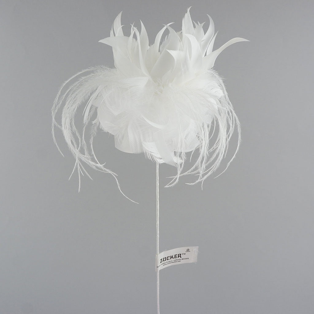 Goose/Turkey/Ostrich Feather Floral Pick w/Rhinestone White