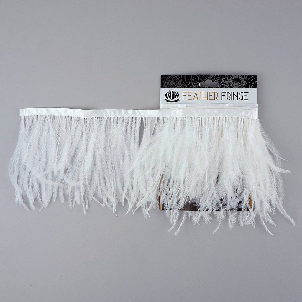 One-Ply Ostrich Feather Fringe - 1 Yard - White