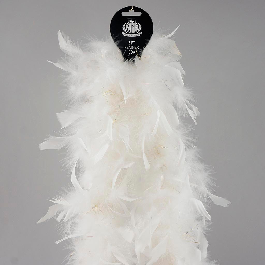 Chandelle Feather Boa - Lightweight - White with Gold Lurex