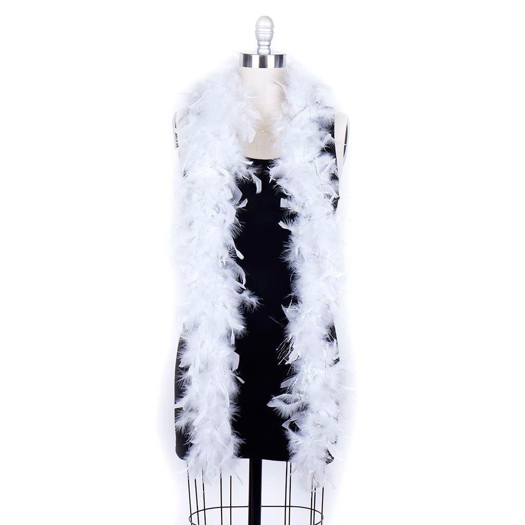 Zucker Feather Products Chandelle Lurex Feather Boa, Size: White/Silver