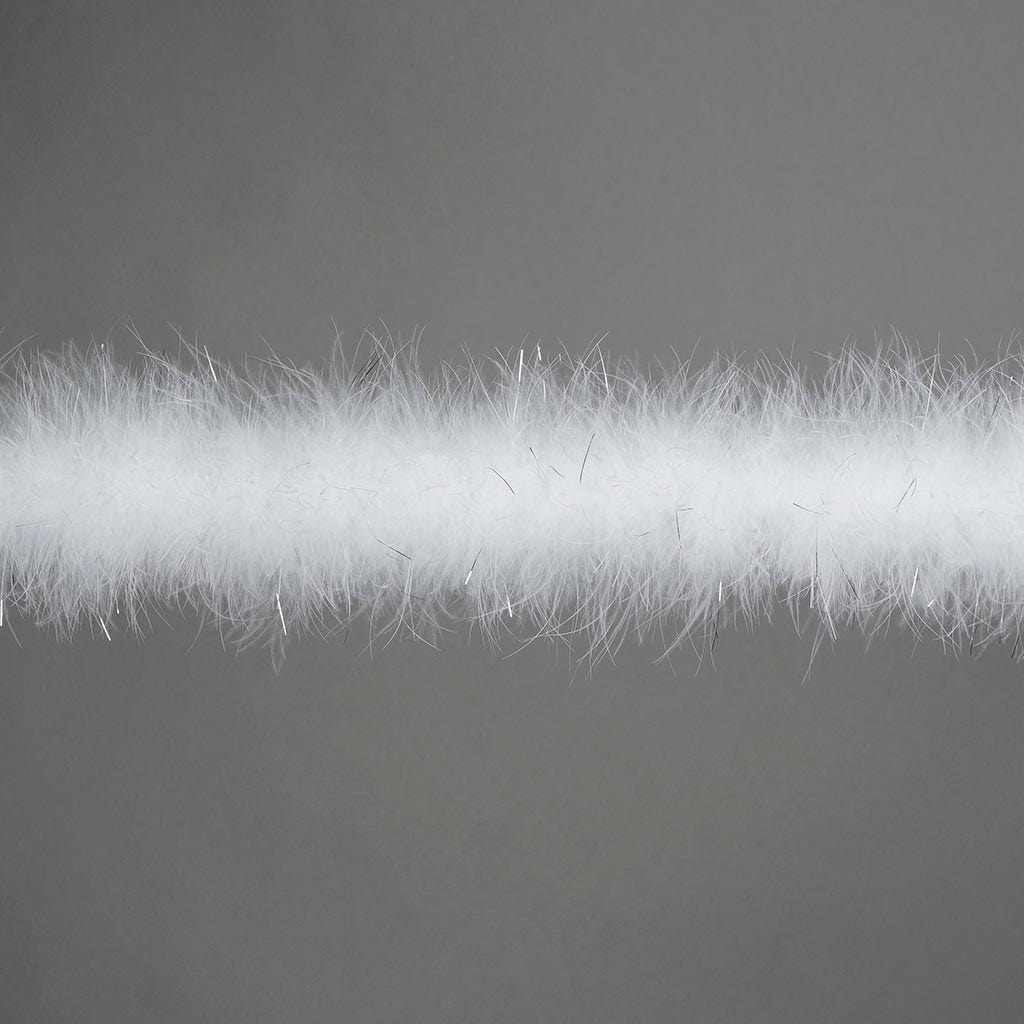 Full Marabou Feather Boa with Lurex - White/Silver Lurex
