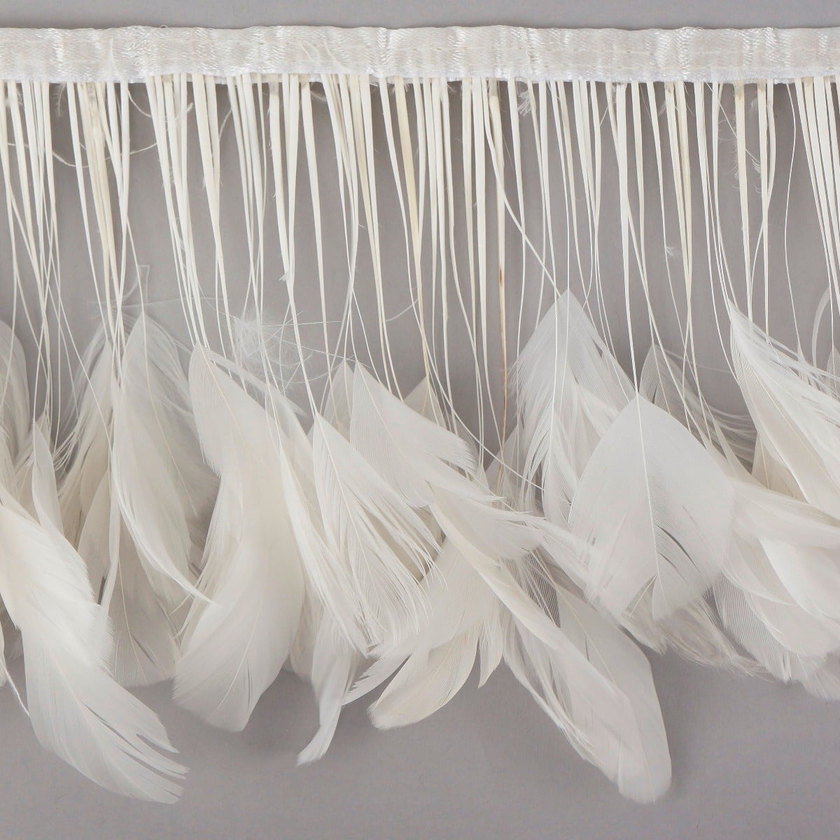 Stripped White-Dyed Coque Fringe - White