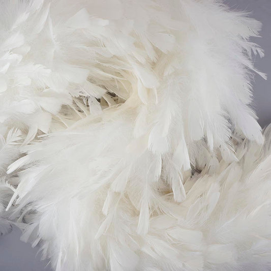 Turkey Ruff Feather Boa - 14-16" - White