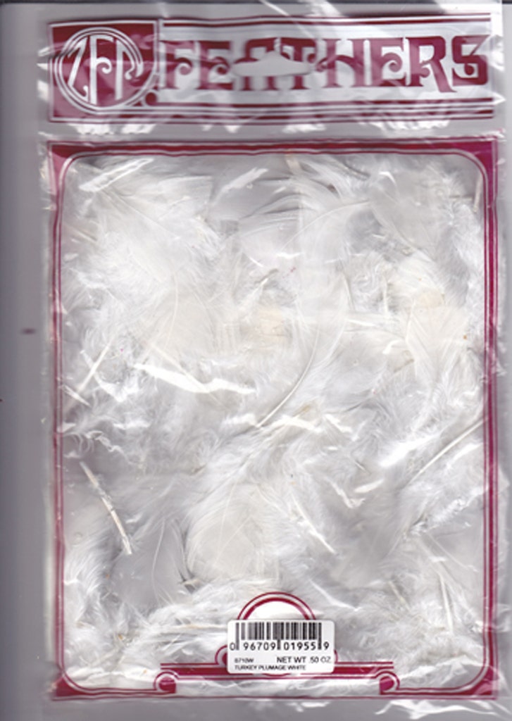 Loose Turkey Plumage Feathers - 0.5 oz - White