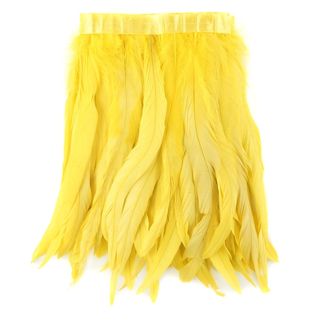 Bleach Dyed Coque Tail Fringe - 10-12" - Bright Yellow