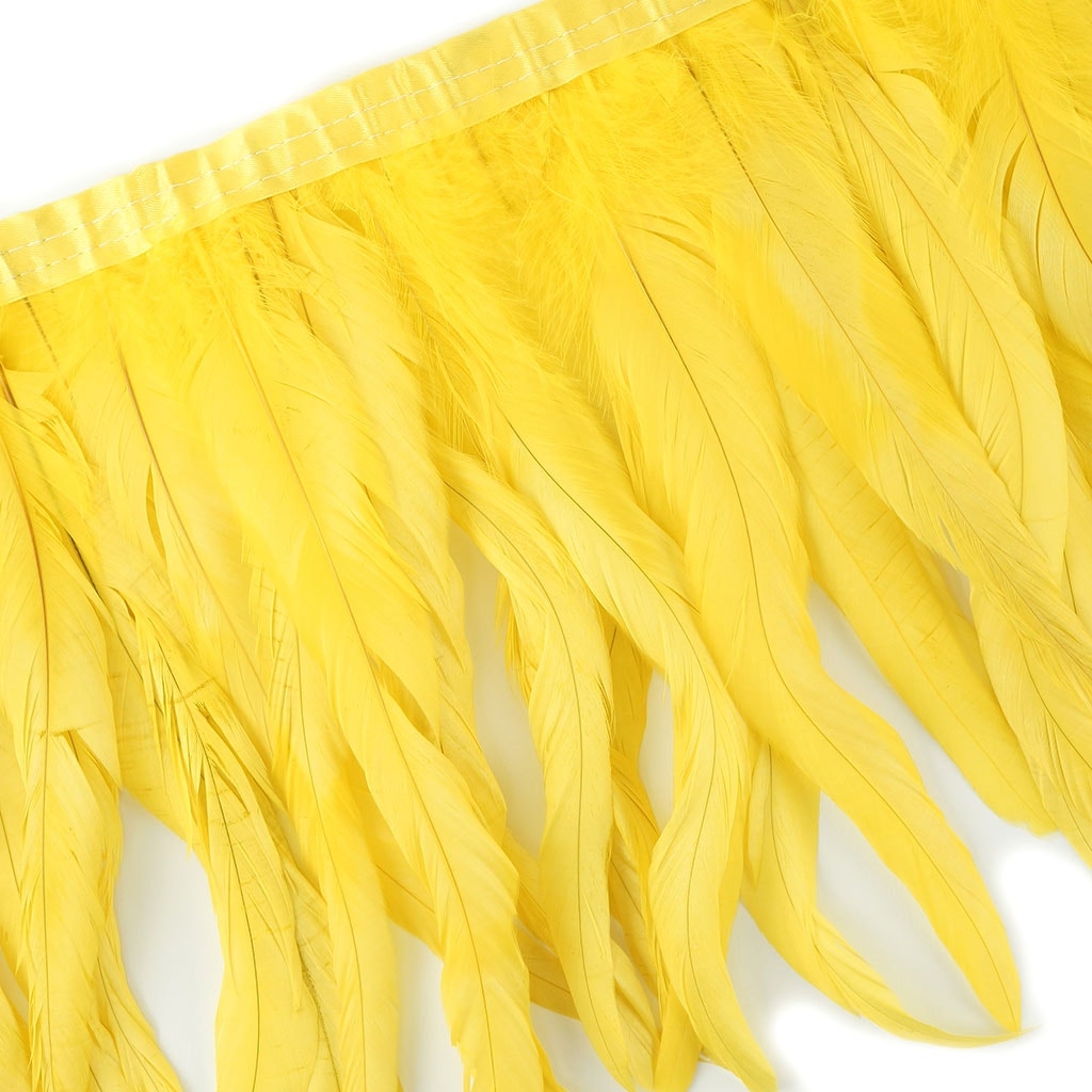Bleach Dyed Coque Tail Fringe - 10-12" - Bright Yellow