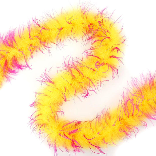Marabou and Ostrich Feather Boa - Multi-color - Yellow/Shocking Pink